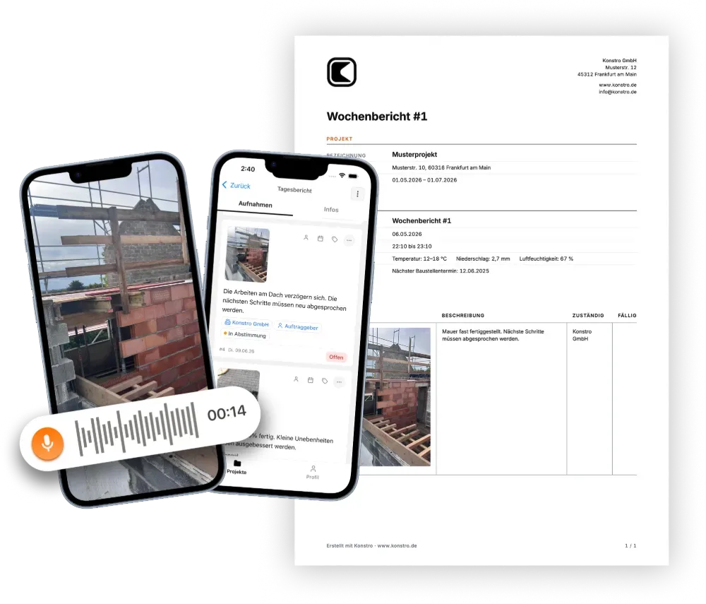 Berichte erstellen mit der Konstro-App