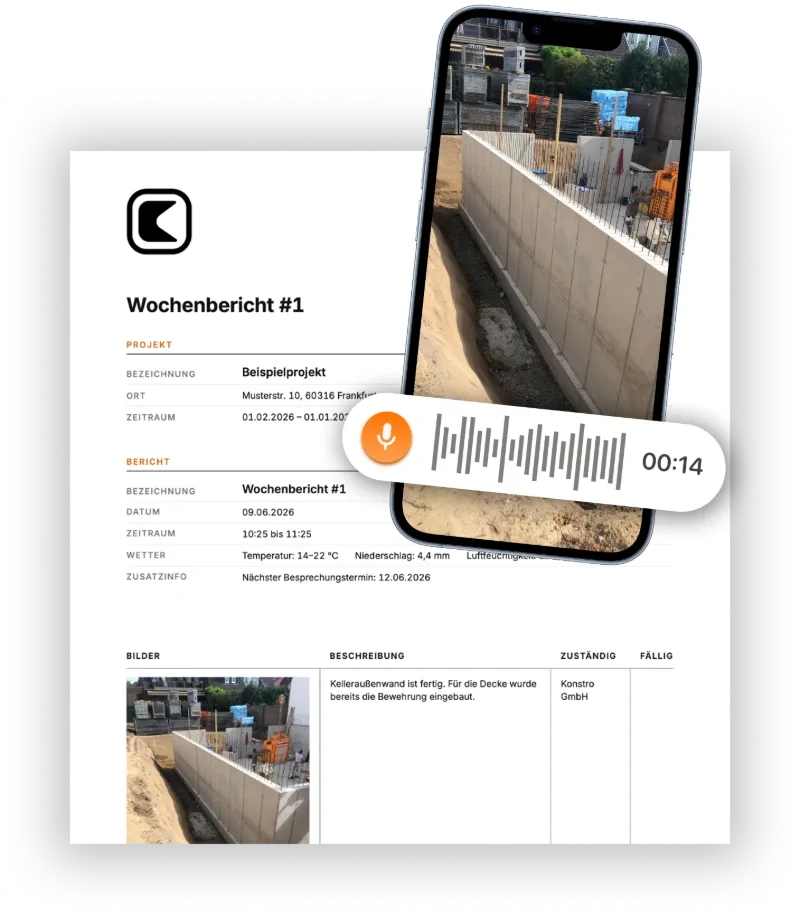 Baudokumentation App auf verschiedenen Geräten
